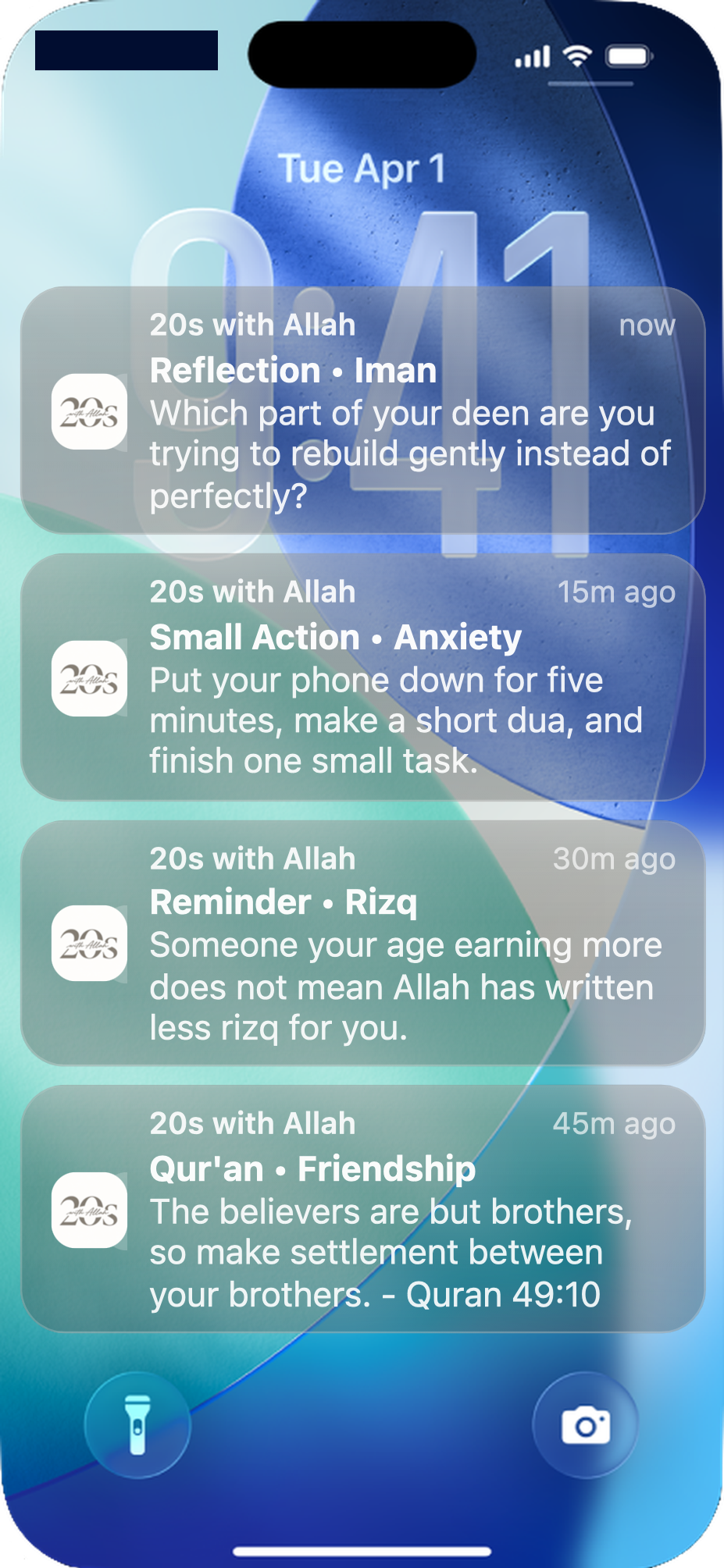 20s with Allah reminders on the iPhone Lock Screen